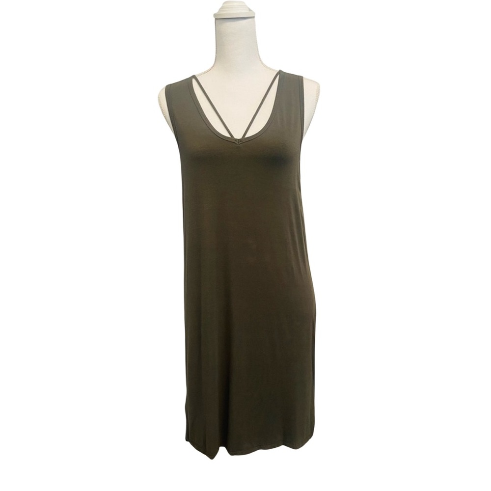 Ladies Olive Sleeveless T-shirt Dress XS